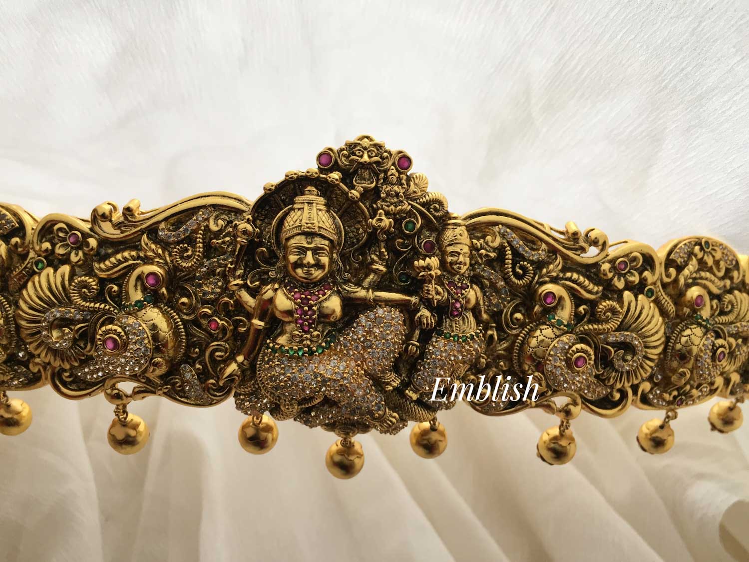 Antique Lord Vishnu Mahalakshmi Ad Stones hipbelt 
